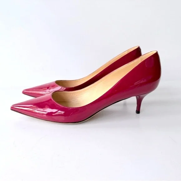 Jimmy Choo Aza Red Patent Leather Kitten Heel Pump 38.5 IT 8 US